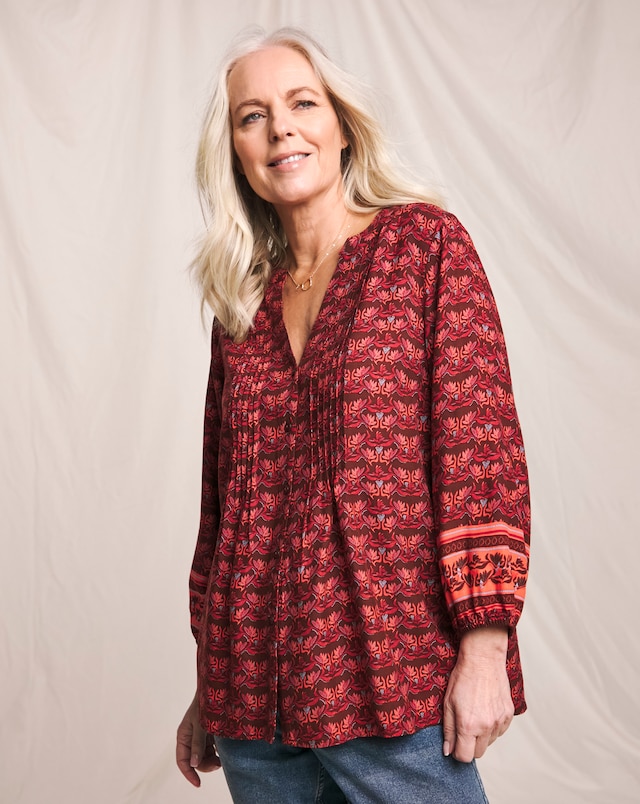 Julipa Printed Pintuck Blouse