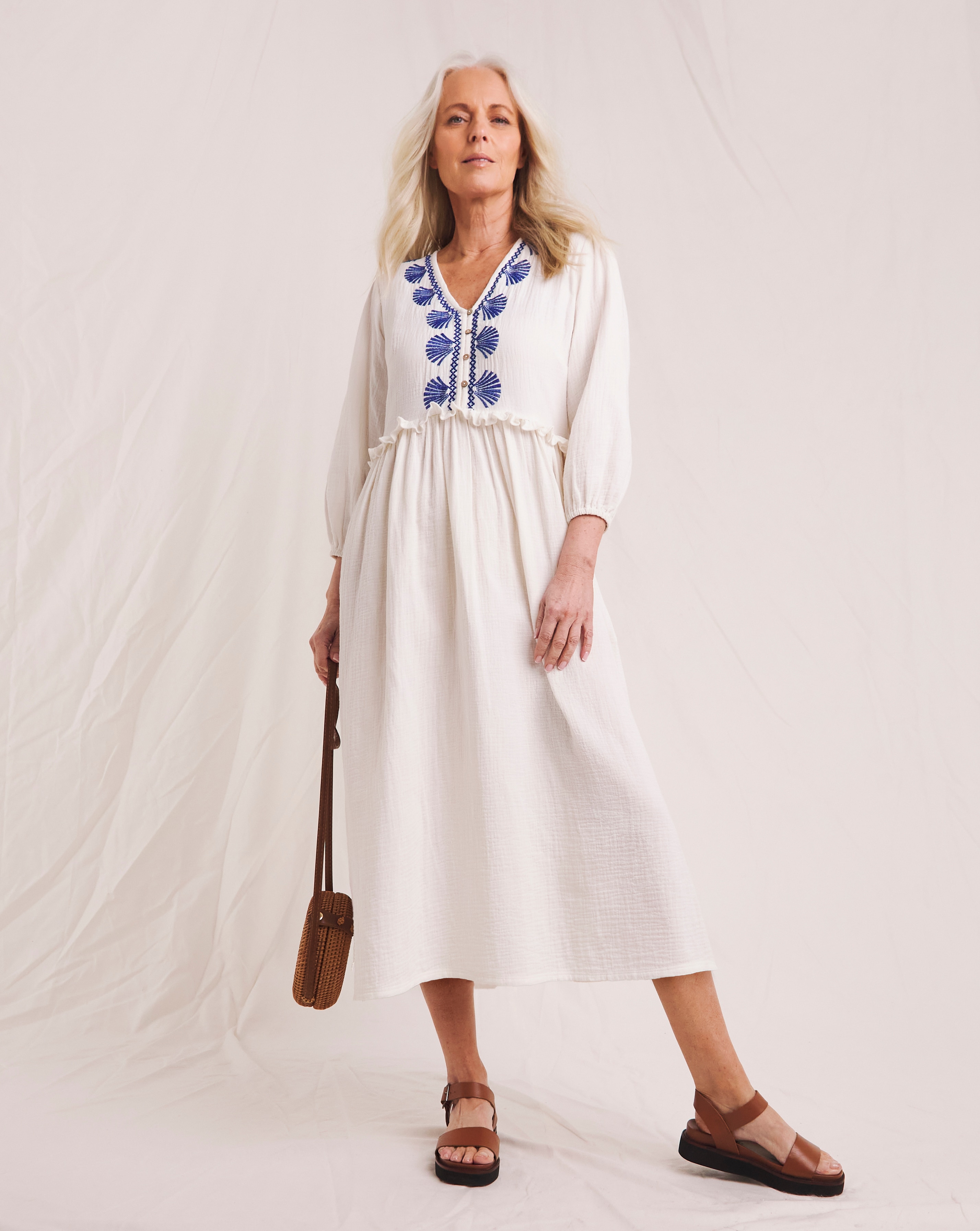 Julipa Pure Cotton Textured Midi Dress