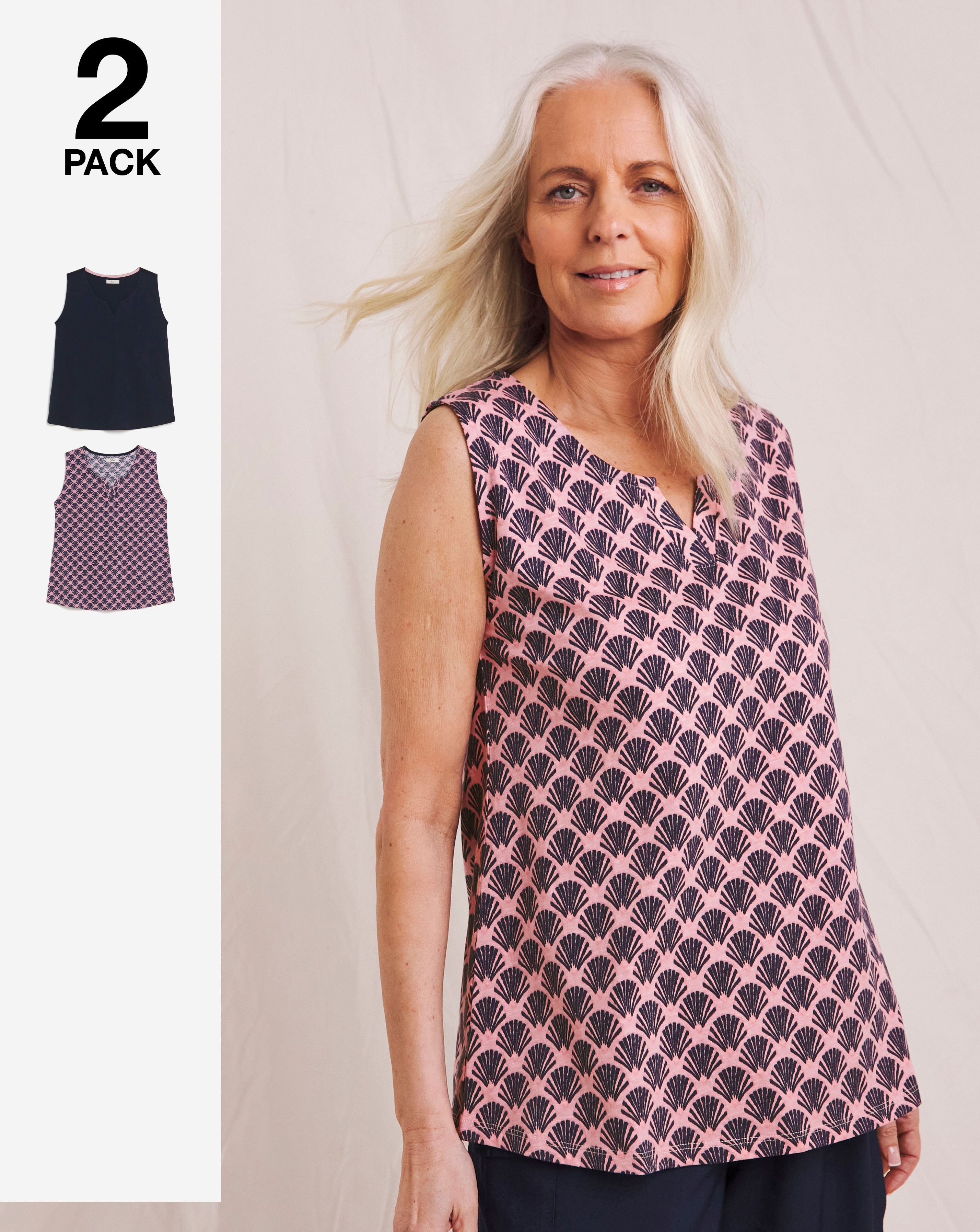 Julipa Pure Cotton Printed 2 Pack Vest