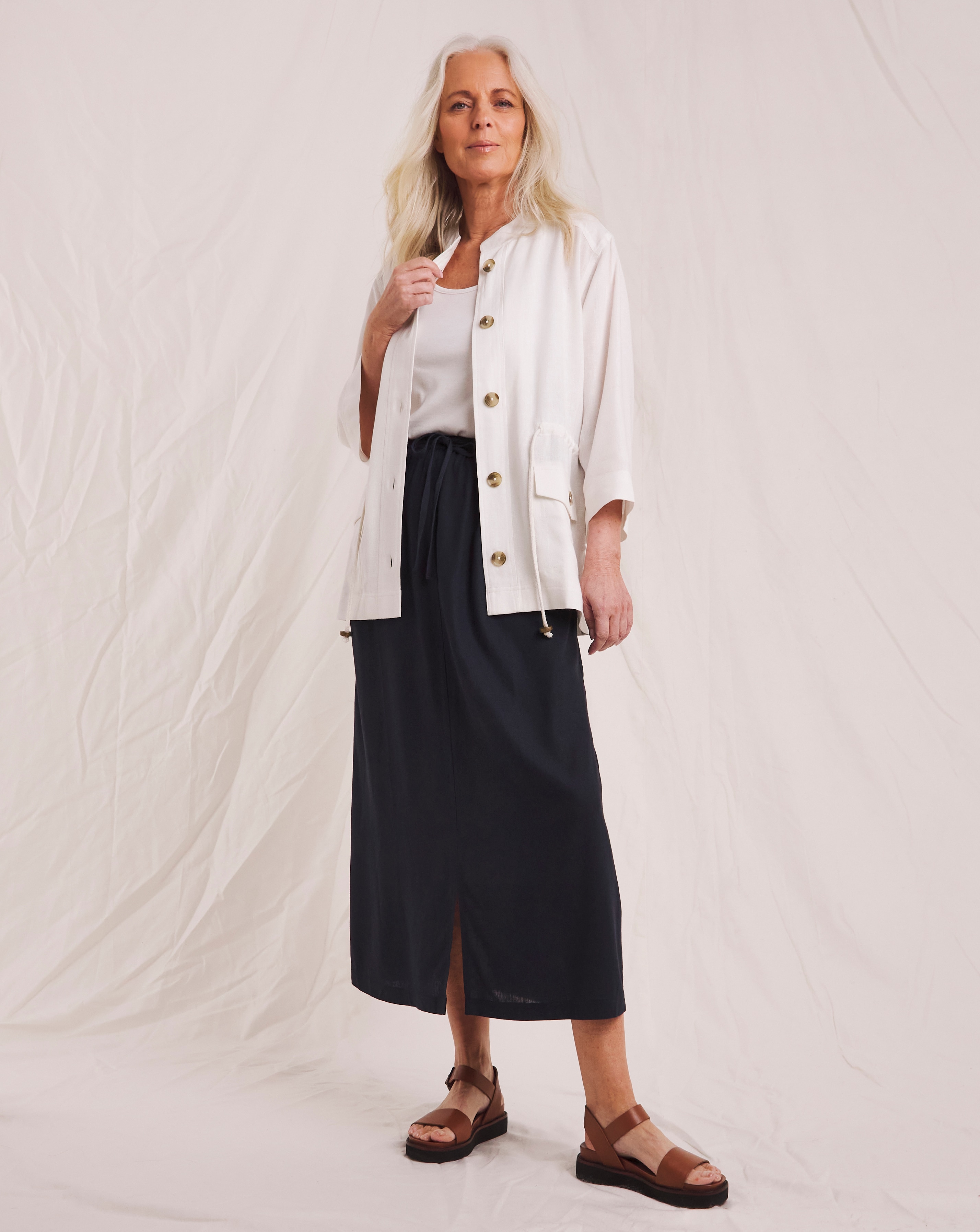 Julipa Linen Mix Midi Skirt