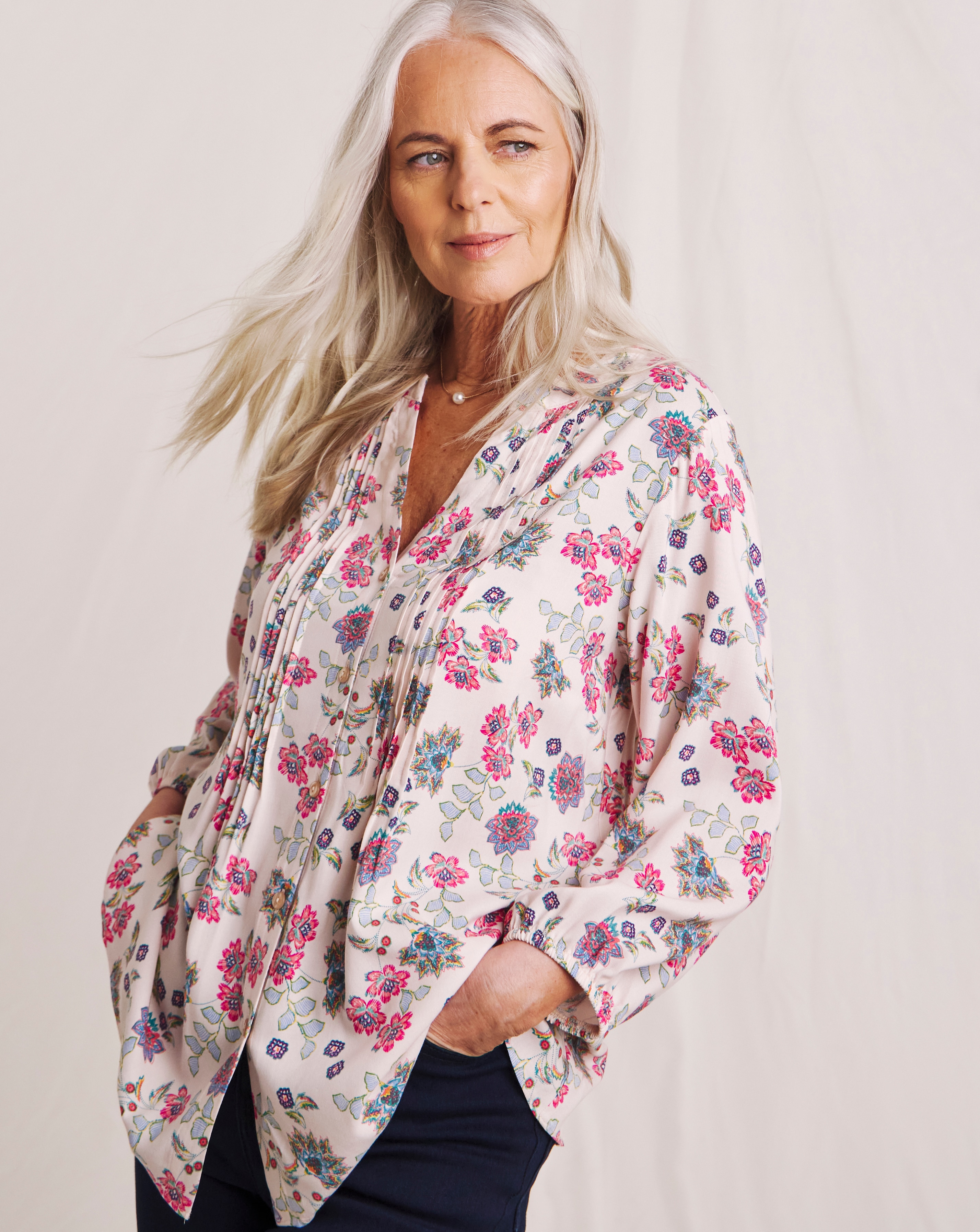 Julipa Printed Pintuck Blouse