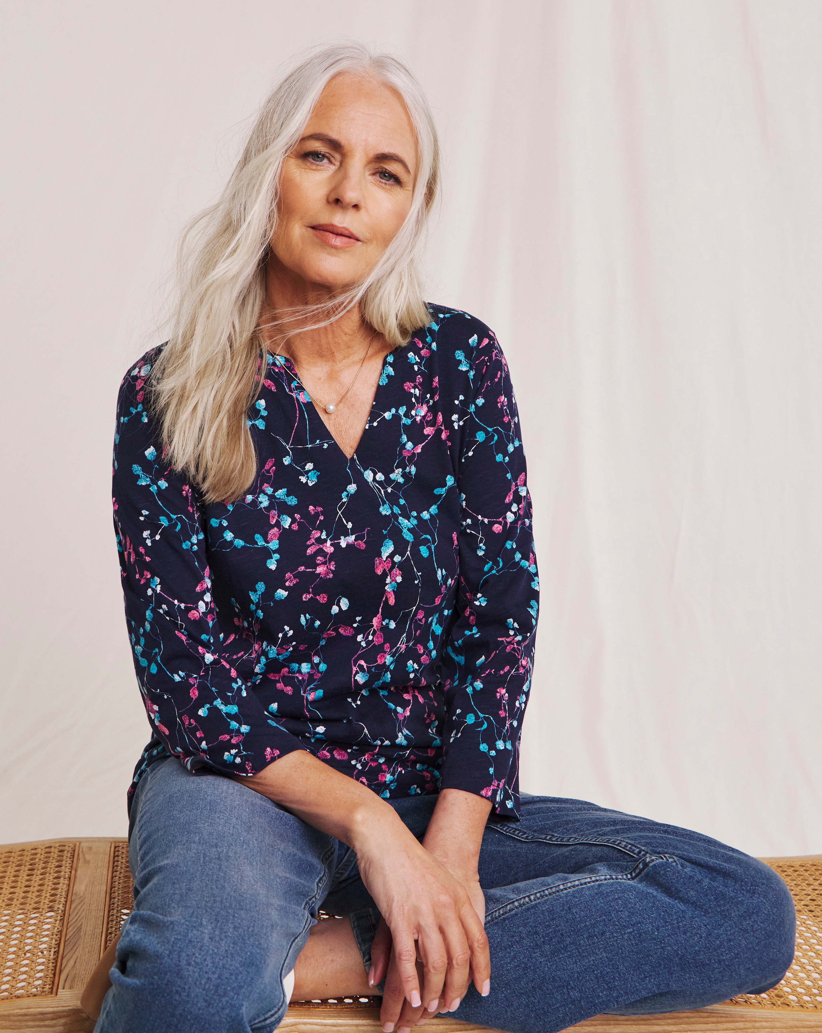 Julipa Pure Cotton Notch Neck T-Shirt