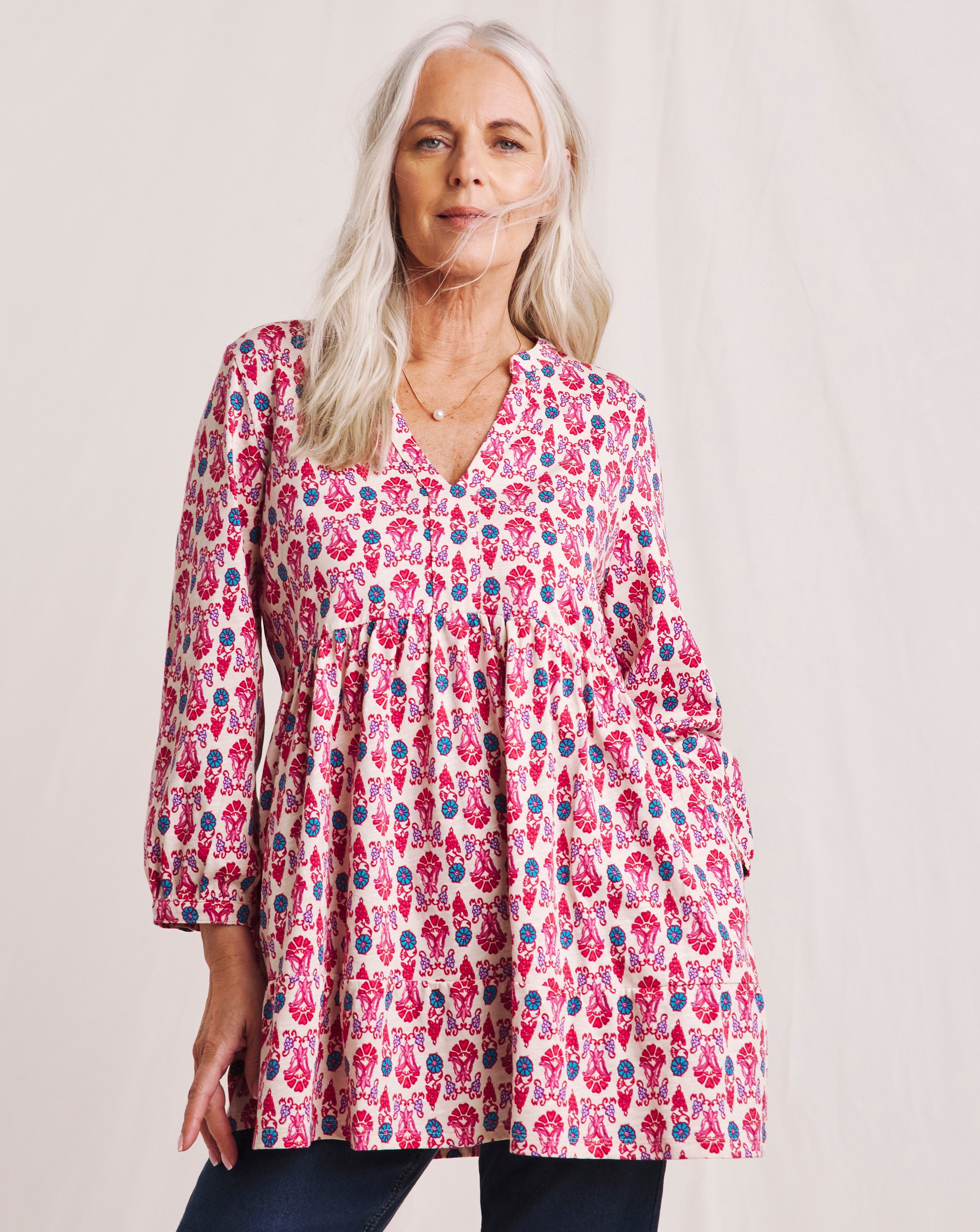 Julipa Tiered Pure Cotton Swing Tunic