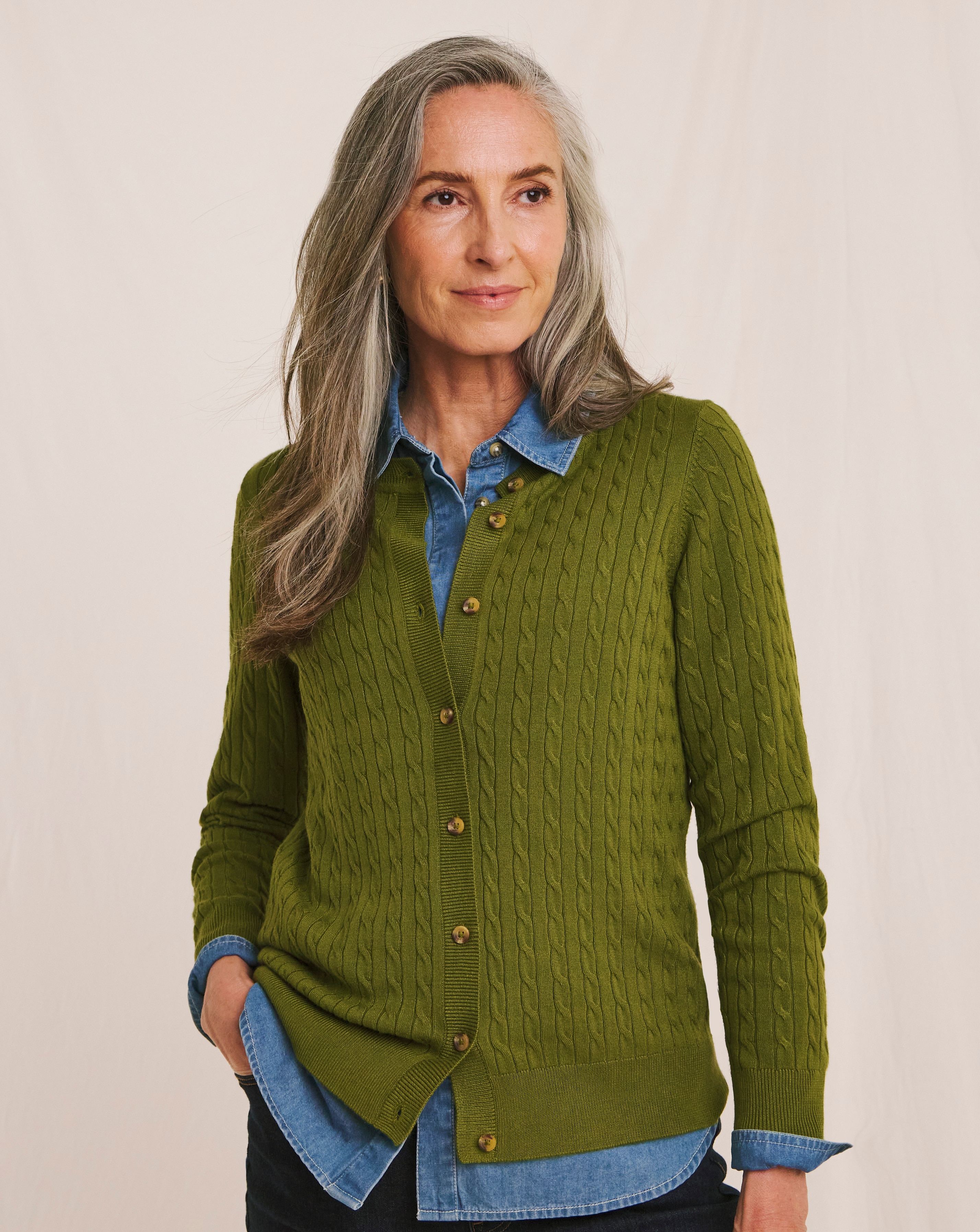 Julipa Cable Crew Neck Cardigan