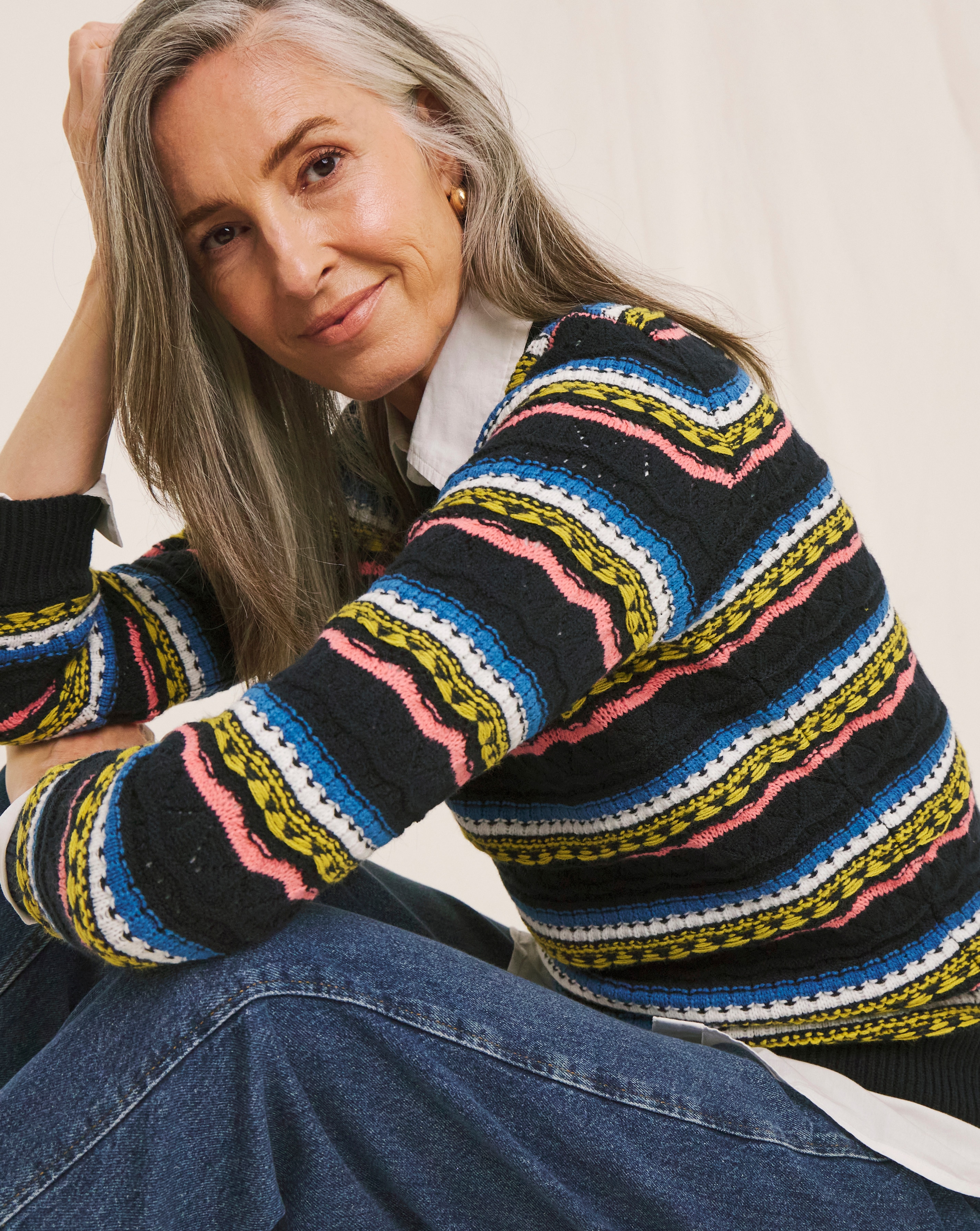 New In - Julipa Pointelle Contrast Stitch Jumper
