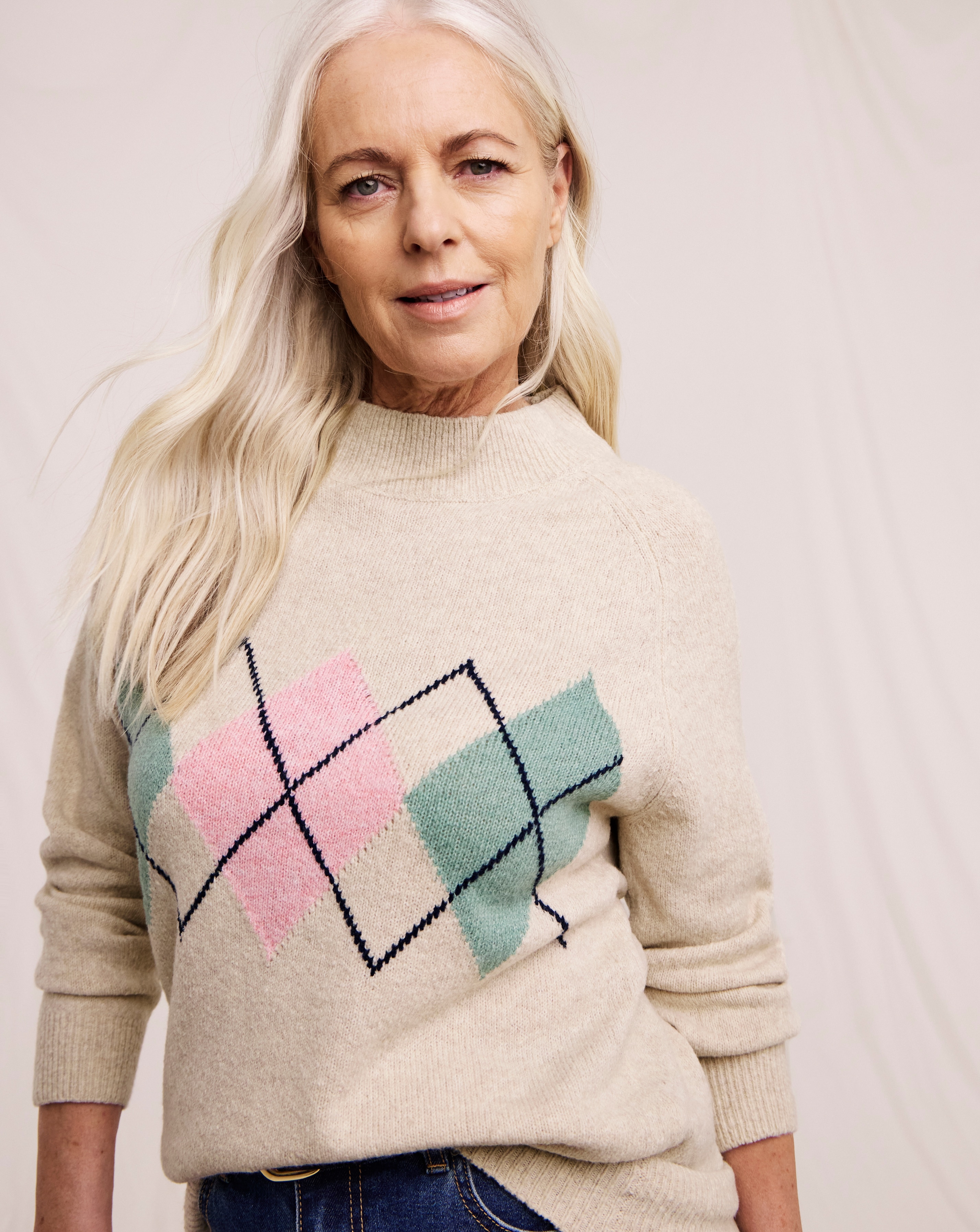 New In - Julipa Placement Argyle Jumper