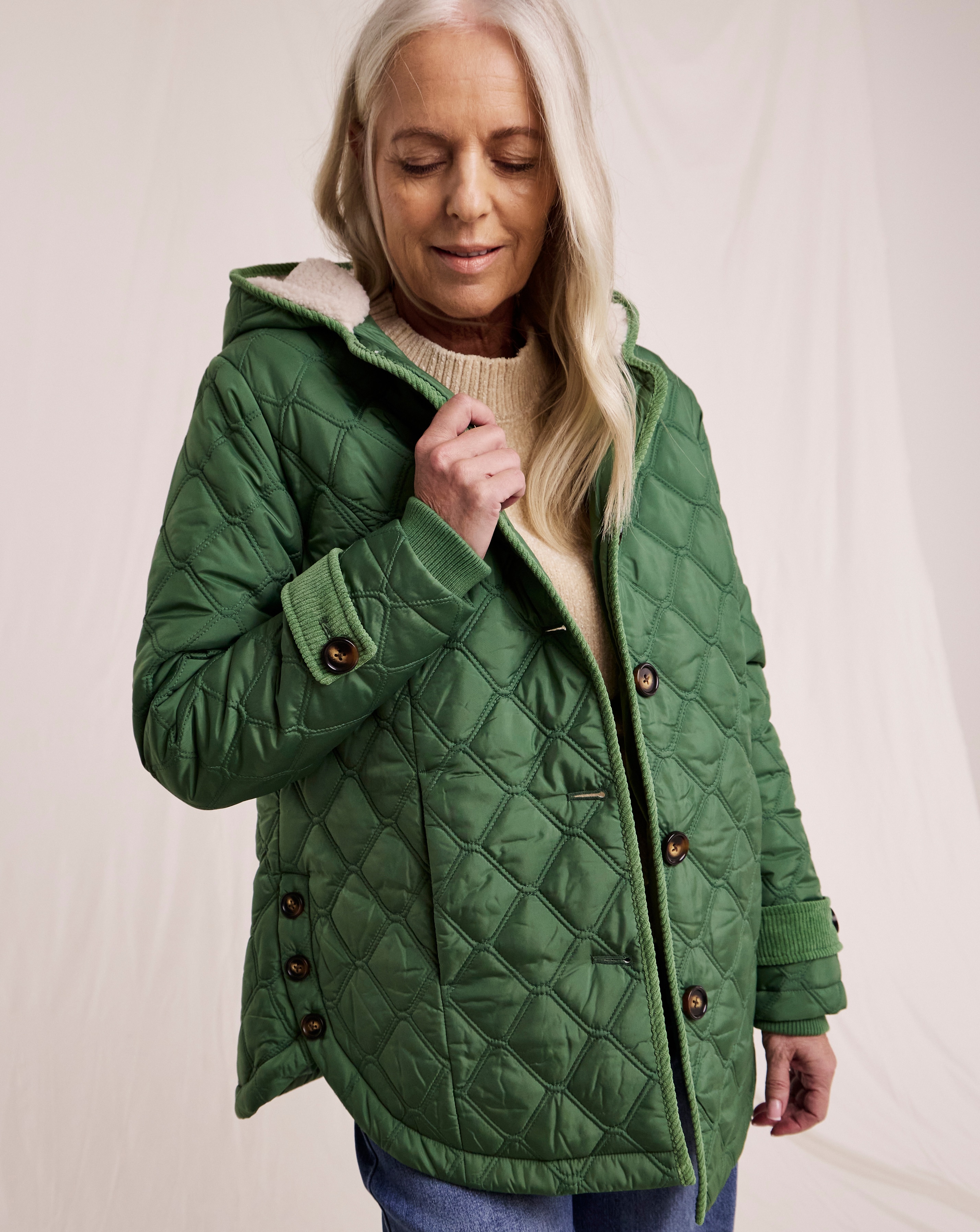 New In - Julipa Quilted Button Side Hooded Coat