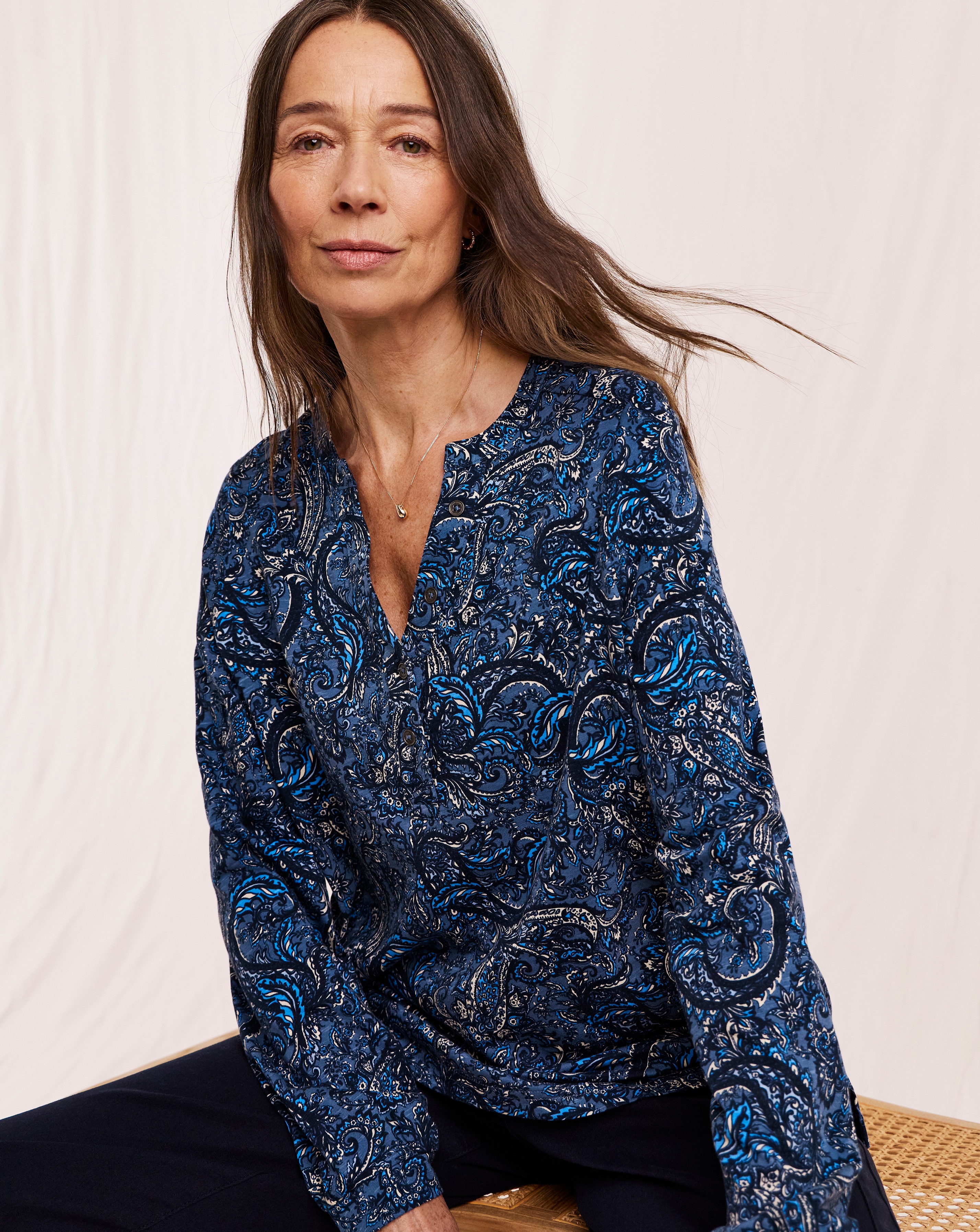 New In - Julipa Printed Relaxed Henley Top