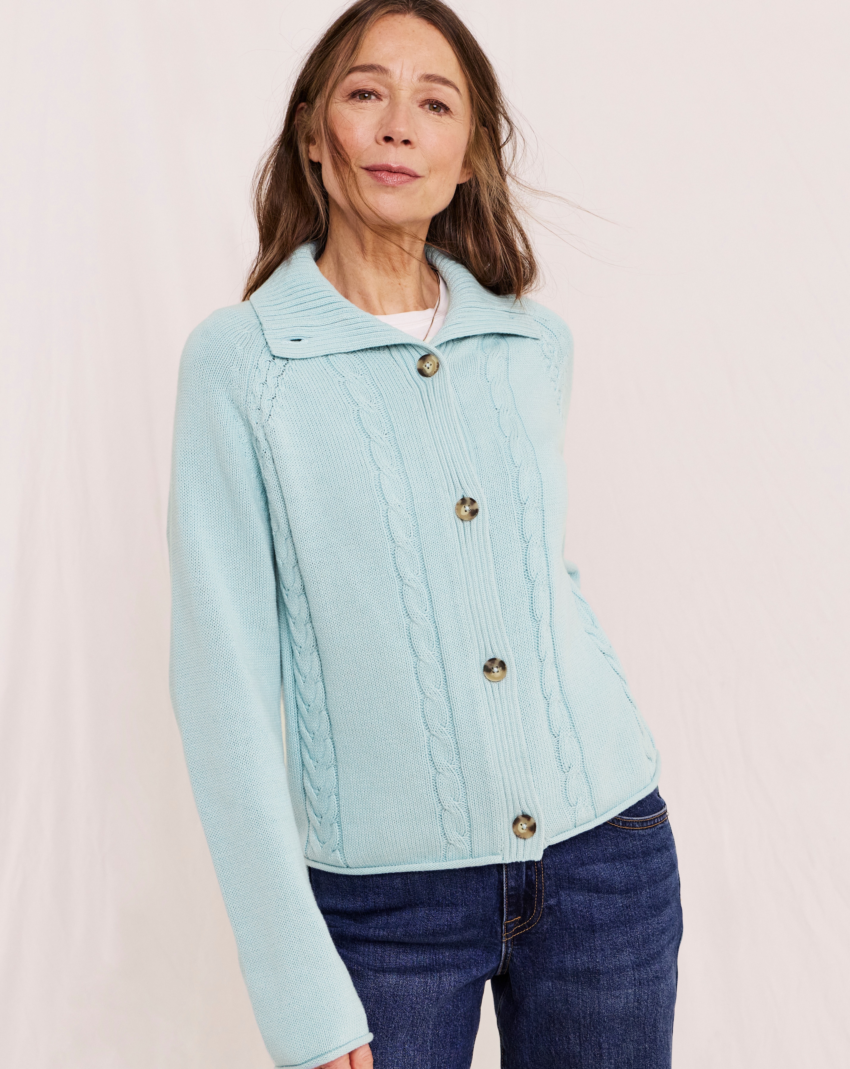 New In - Julipa Pure Cotton Cable Knitted Jacket