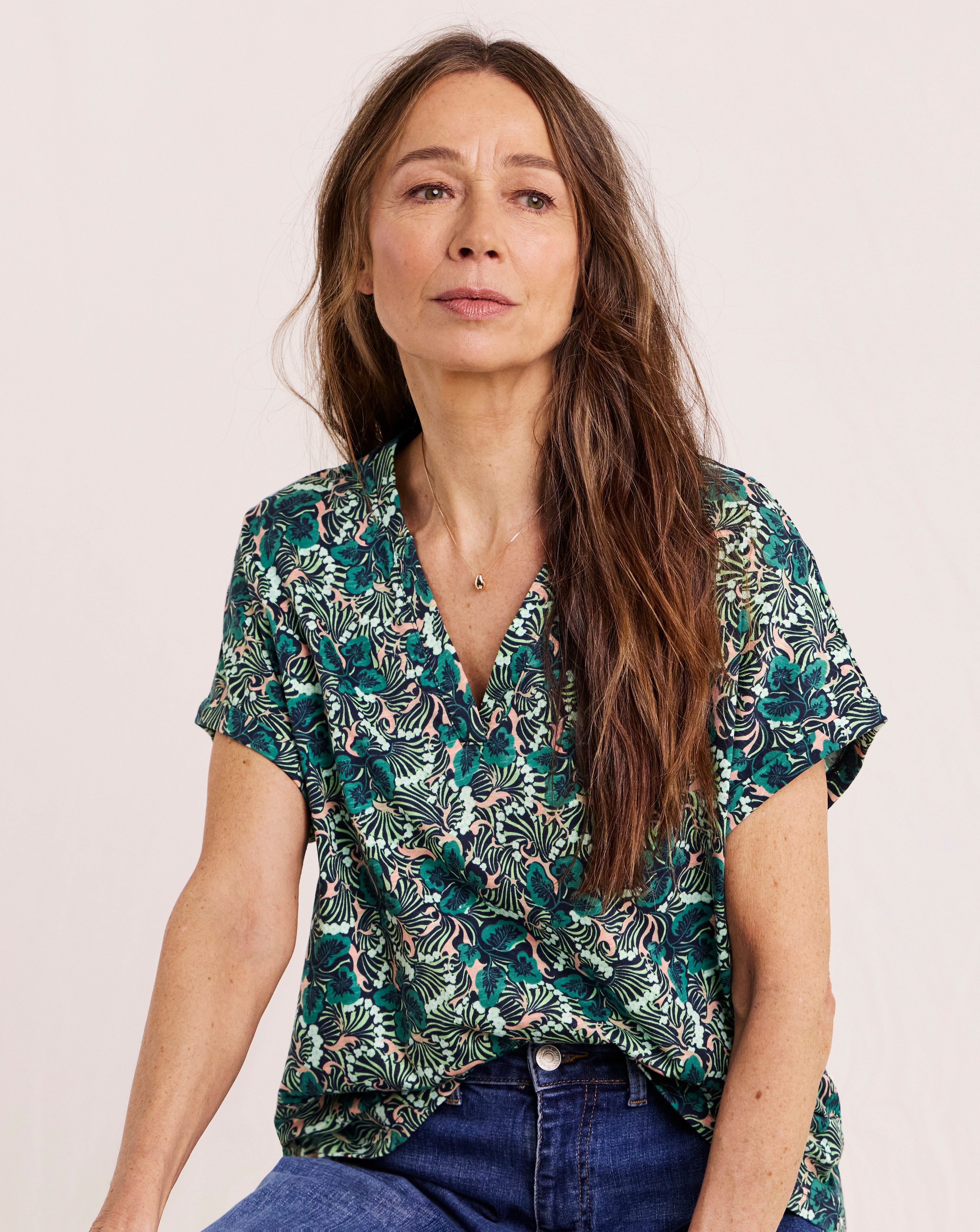 New In - Julipa Notch Neck Cotton T-shirt