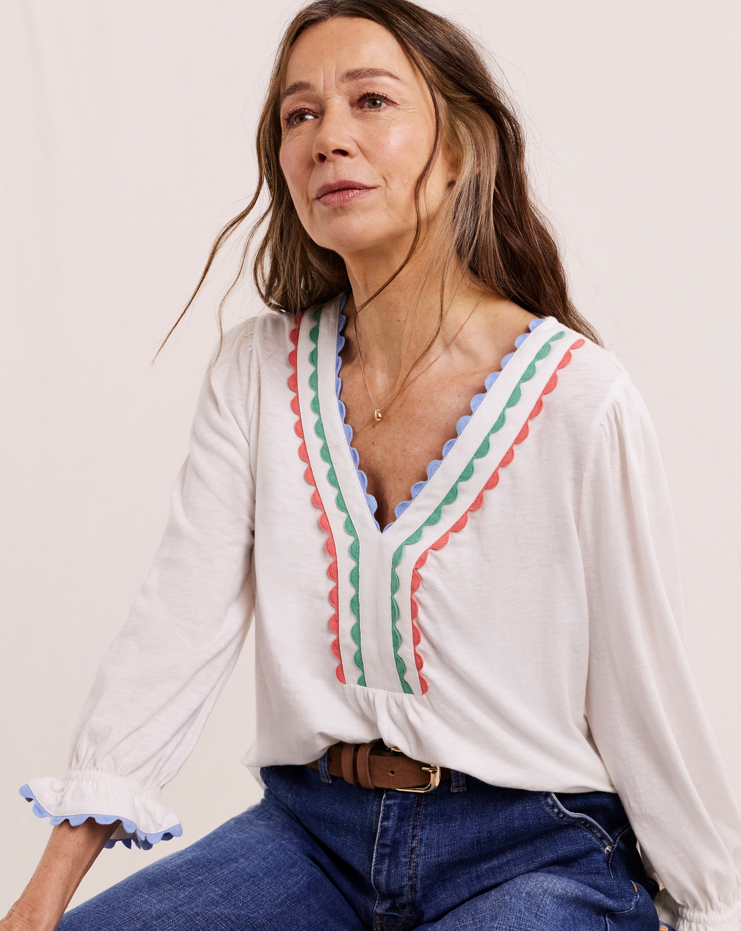 New In - Julipa Cotton Embroidered Jersey Blouse