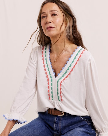 Julipa Cotton Embroidered Jersey Blouse