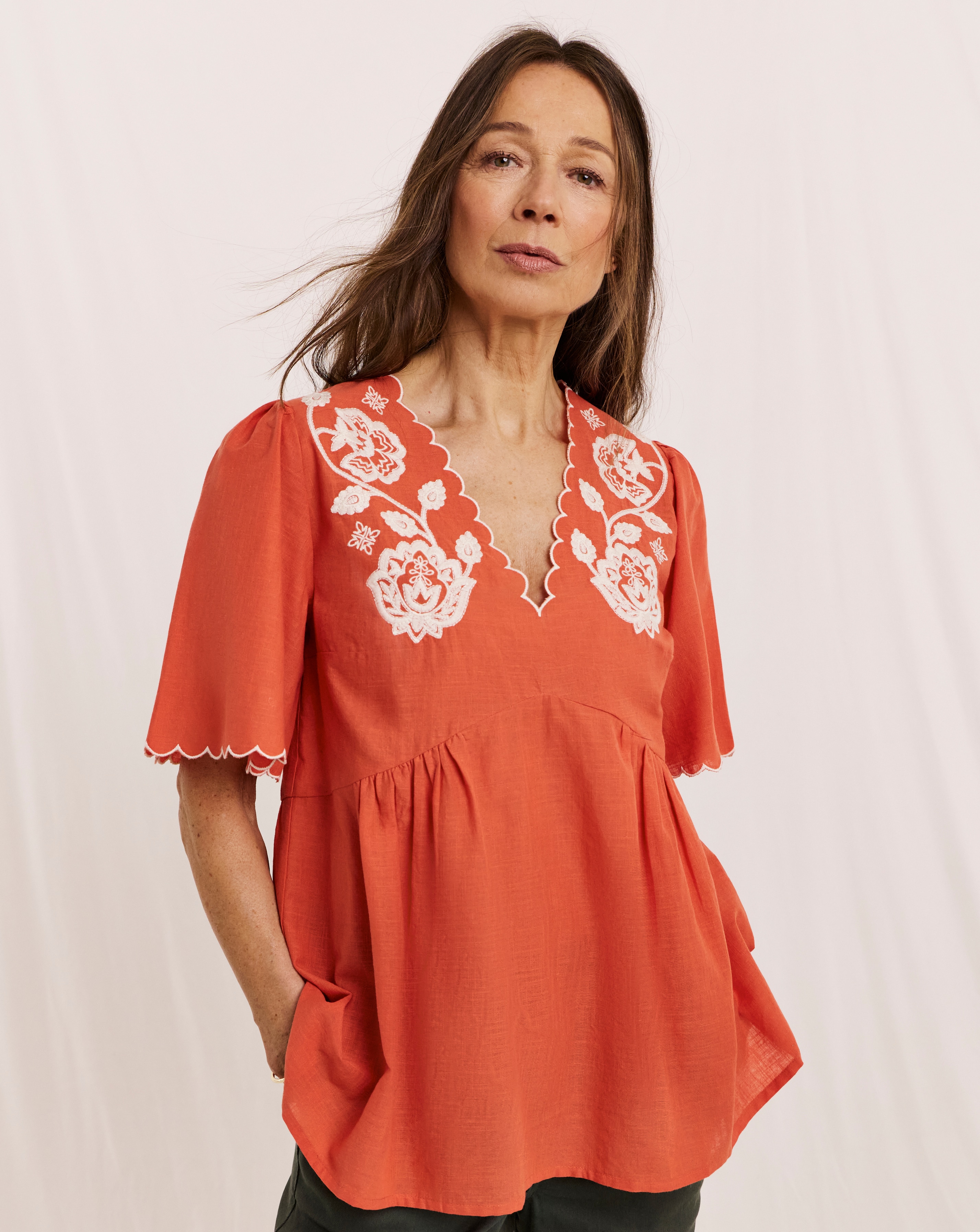 New In - Julipa Embroidered Scallop Blouse