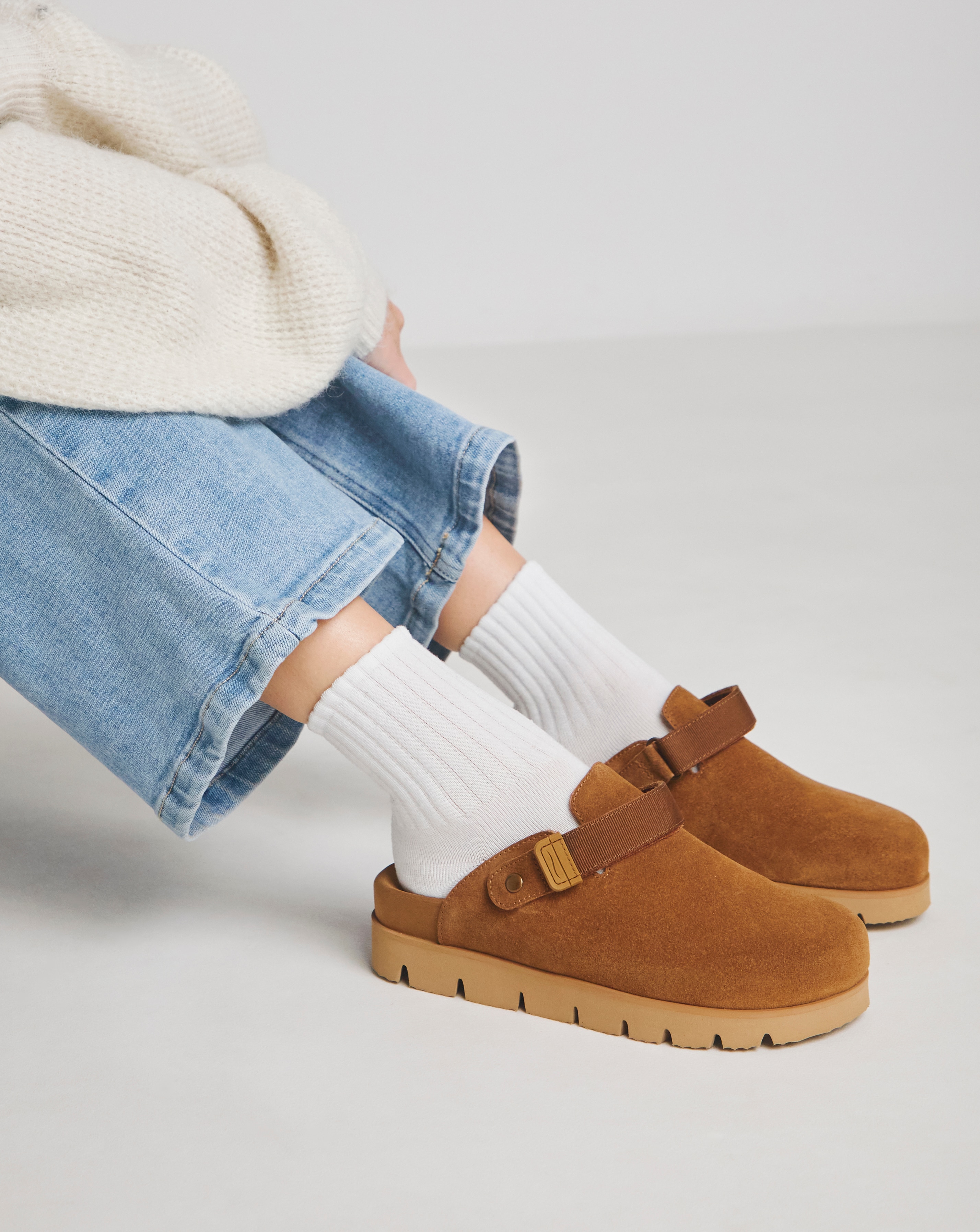 Chunky Closed Toe Mules Ex Wide