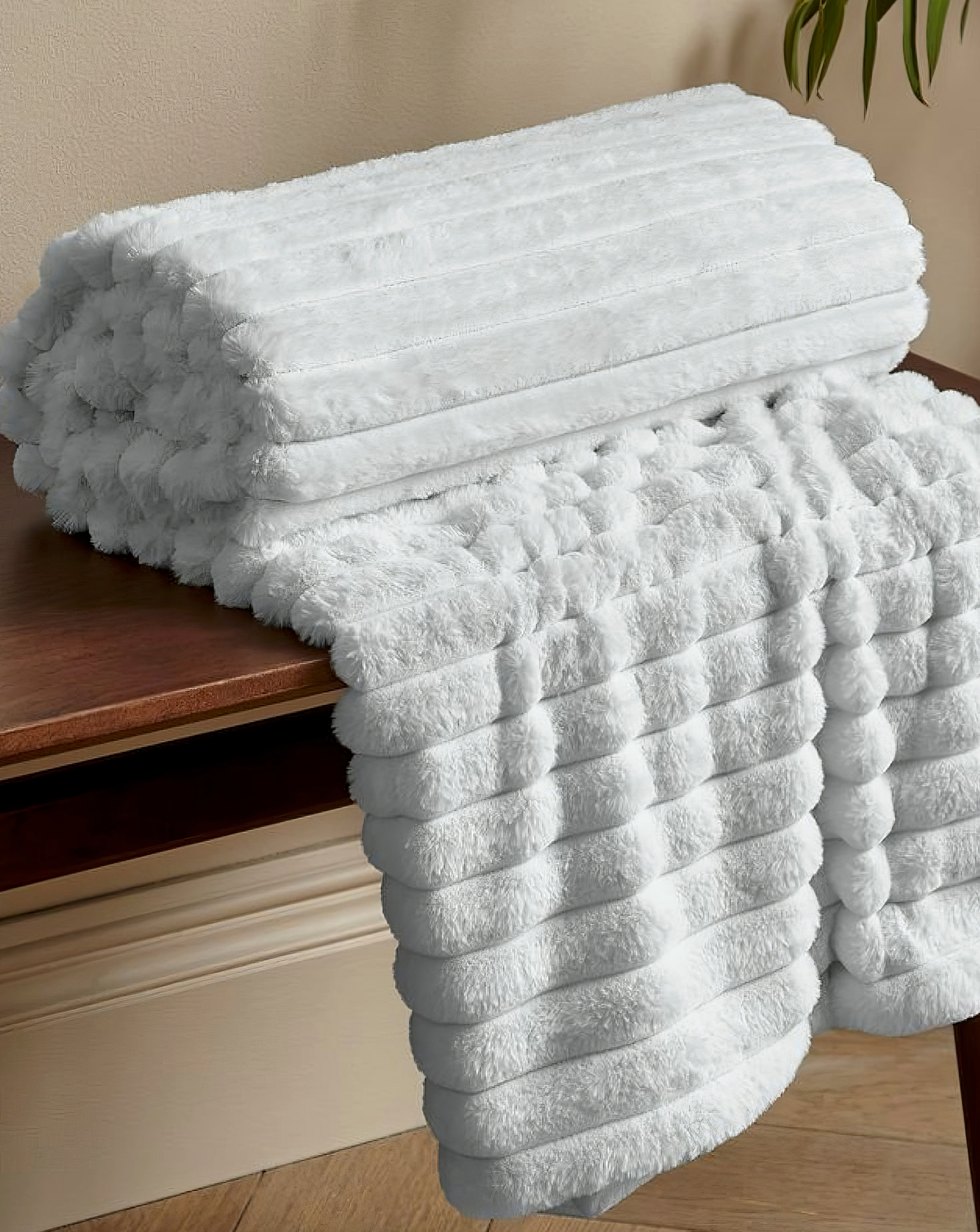 Cosy Ribbed Throw - Natural