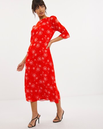 Joanna Hope Shirred Sleeve Midi Dress