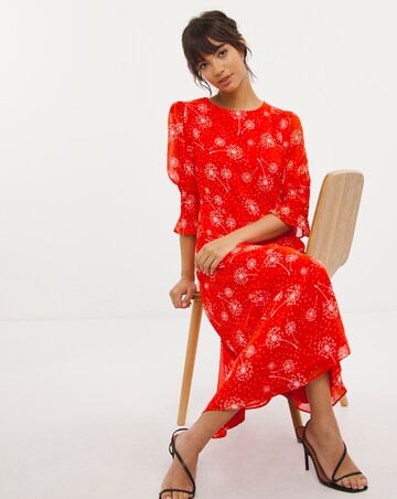 Joanna Hope Shirred Sleeve Midi Dress