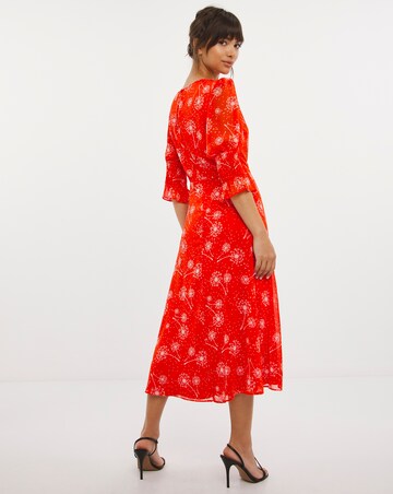 Joanna Hope Shirred Sleeve Midi Dress