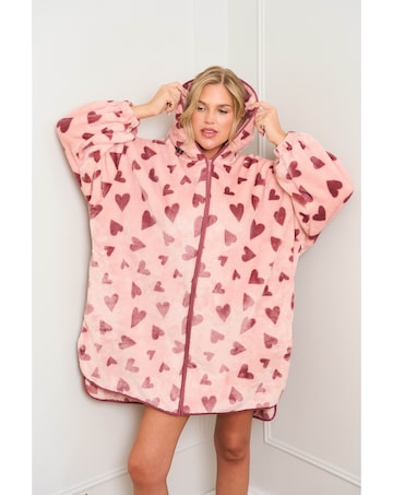JimJamTheLabel Heart Print Oversized Zip Hoody