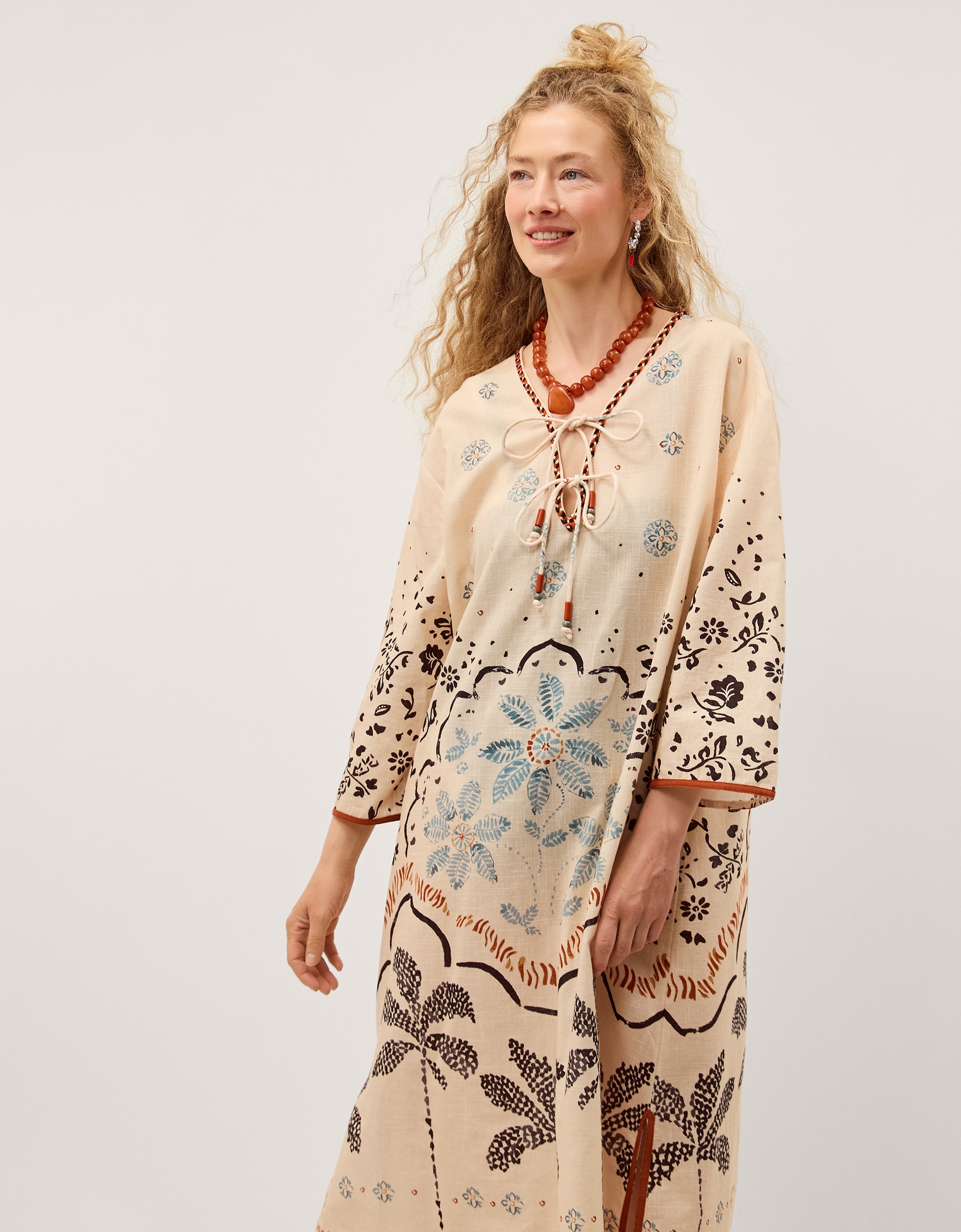New In - Monsoon Aleah Tropical Print Midi Kaftan