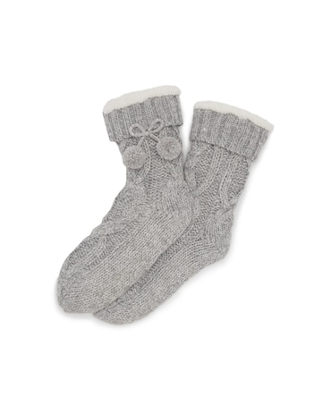 Pour Moi Cosy Cable Knit Lined Slipper Sock