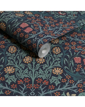 William Morris at Home Blackthorn Navy Floral Wallpaper