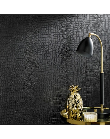Superfresco Easy Crocodile Skin Black Wallpaper