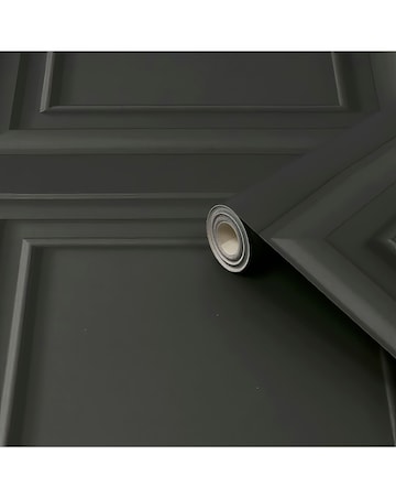 Fresco Wood Panel Charcoal Wallpaper