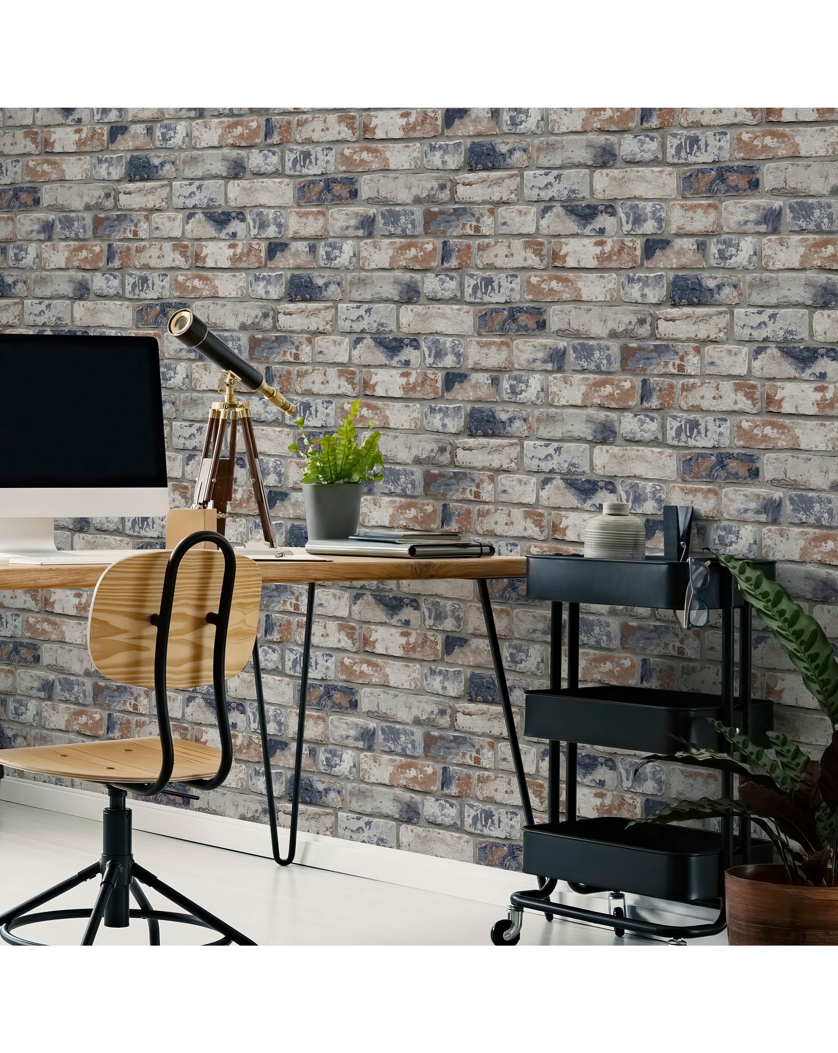 Fresco Navy/Red Brick Wallpaper