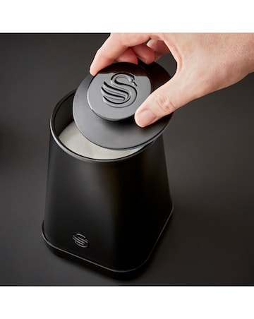 Swan Stealth 4 Piece Bread Bin and Canister Set Black