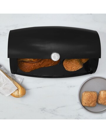 Swan Townhouse 4 Piece Bread Bin and Canister Set Black