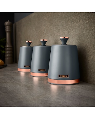 Tower Cavaletto 4 Piece Bread Bin and Canister Set Grey