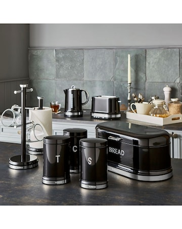 Tower Belle 4 Piece Bread Bin and Canister Set Black