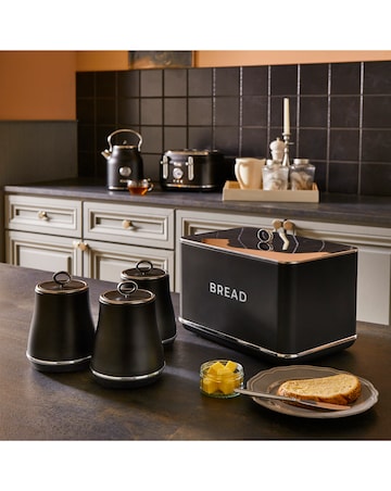 Tower Renaissance 4 Piece Bread Bin and Canister Set Black