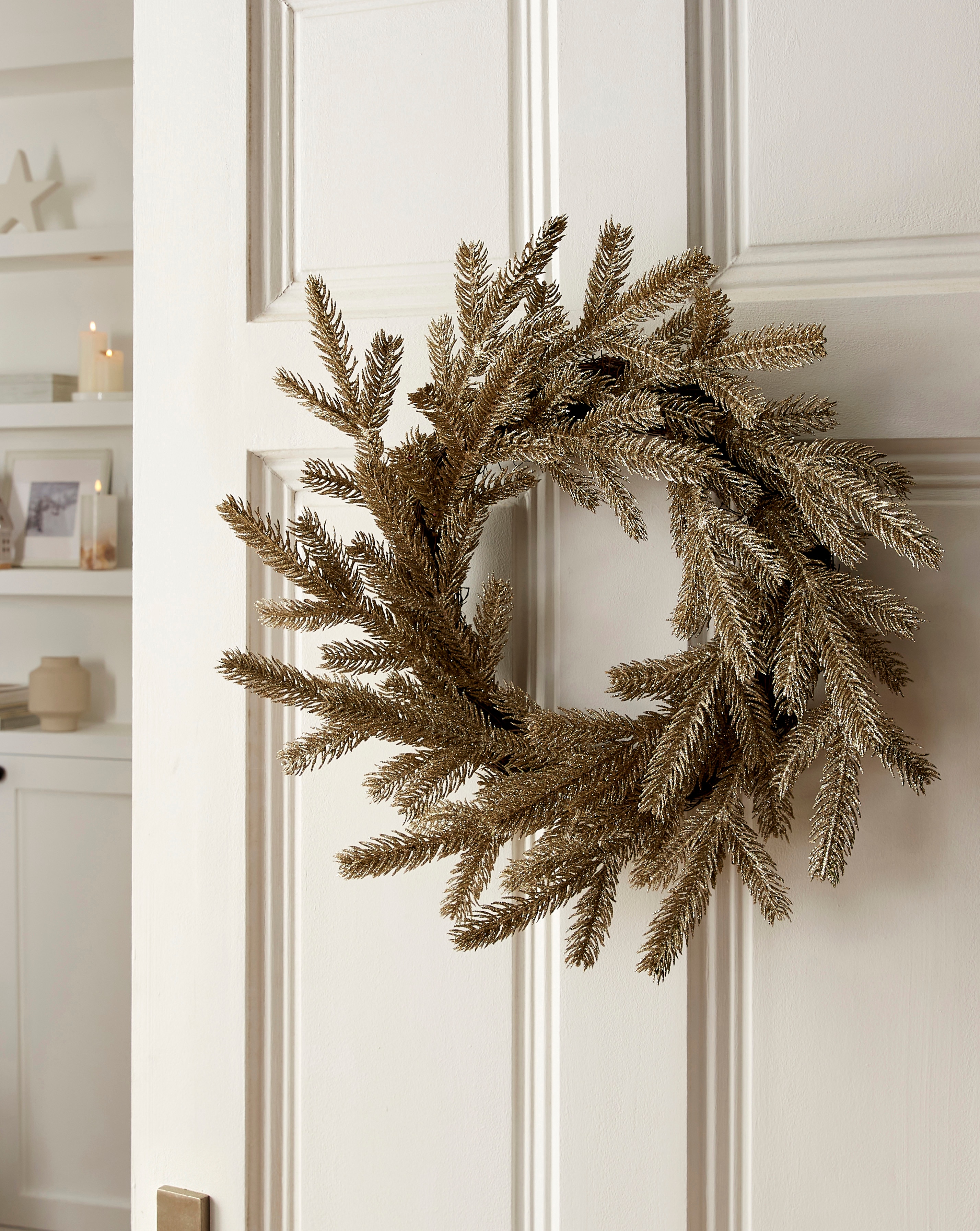 Champagne Glitter Fir Wreath 50cm