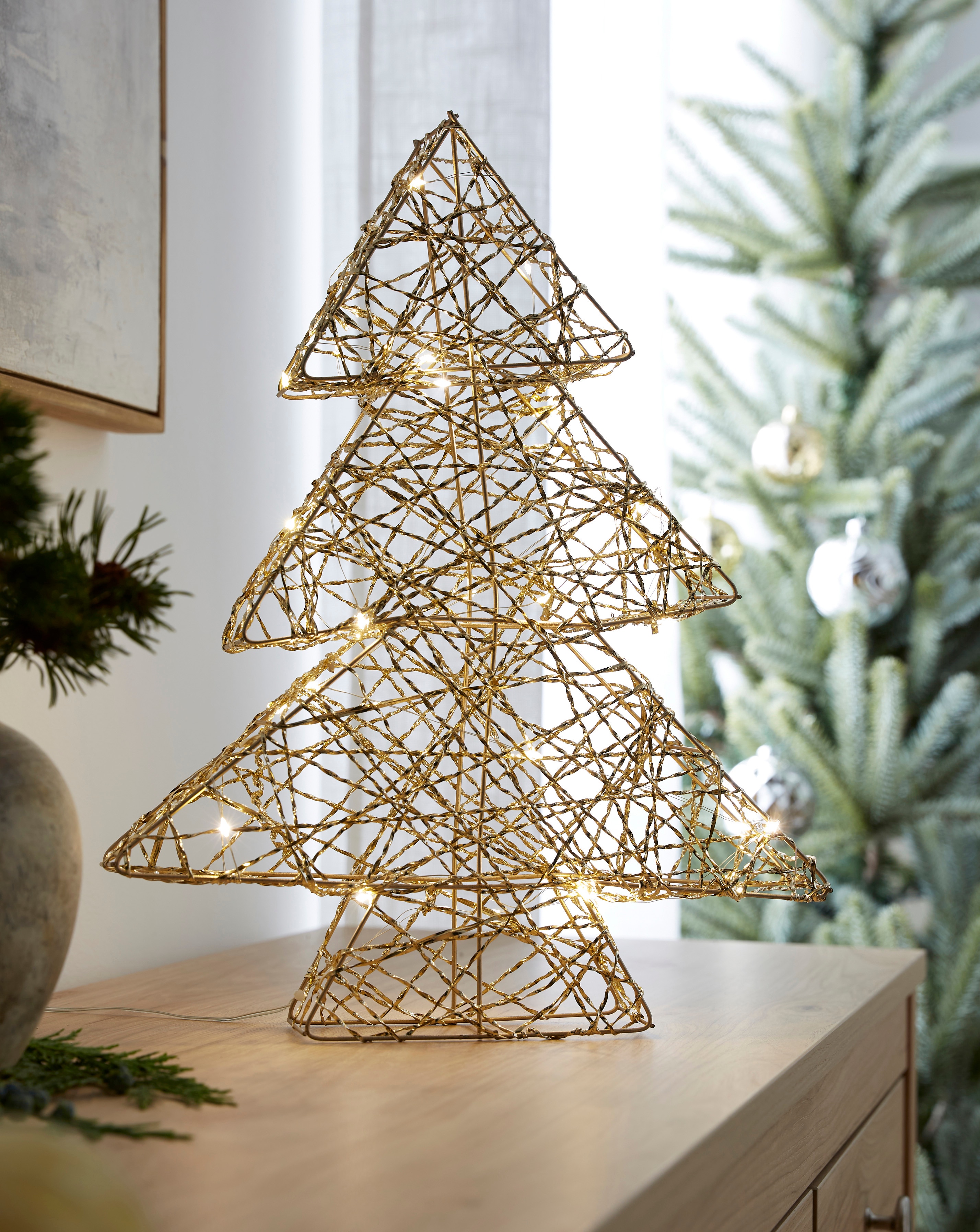 Light Up Gold Metal Christmas Tree