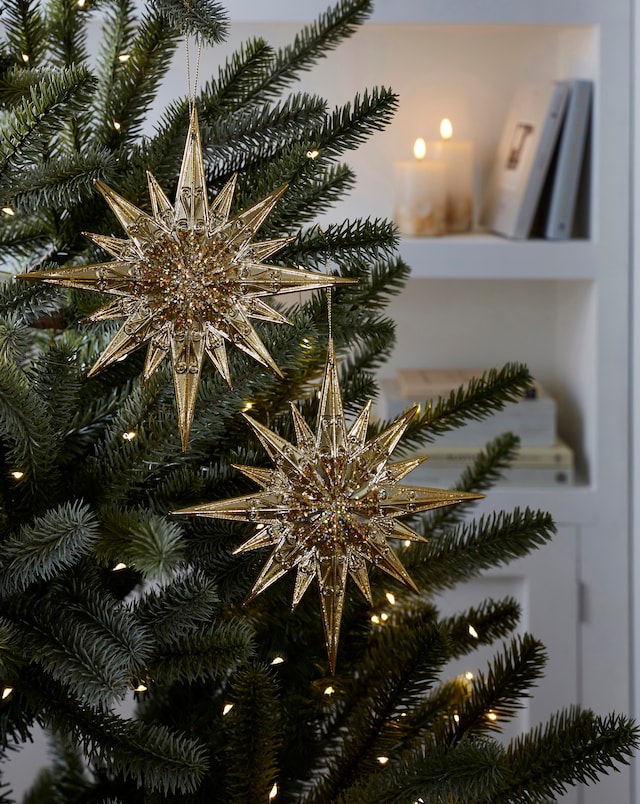 Gisela Graham 2 Glitter Starburst Decs