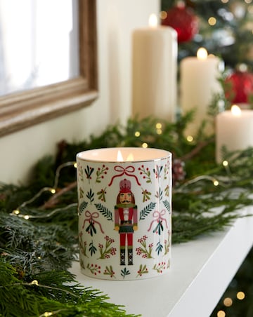 Merry Berries & Bows Ceramic Nutcracker Candle