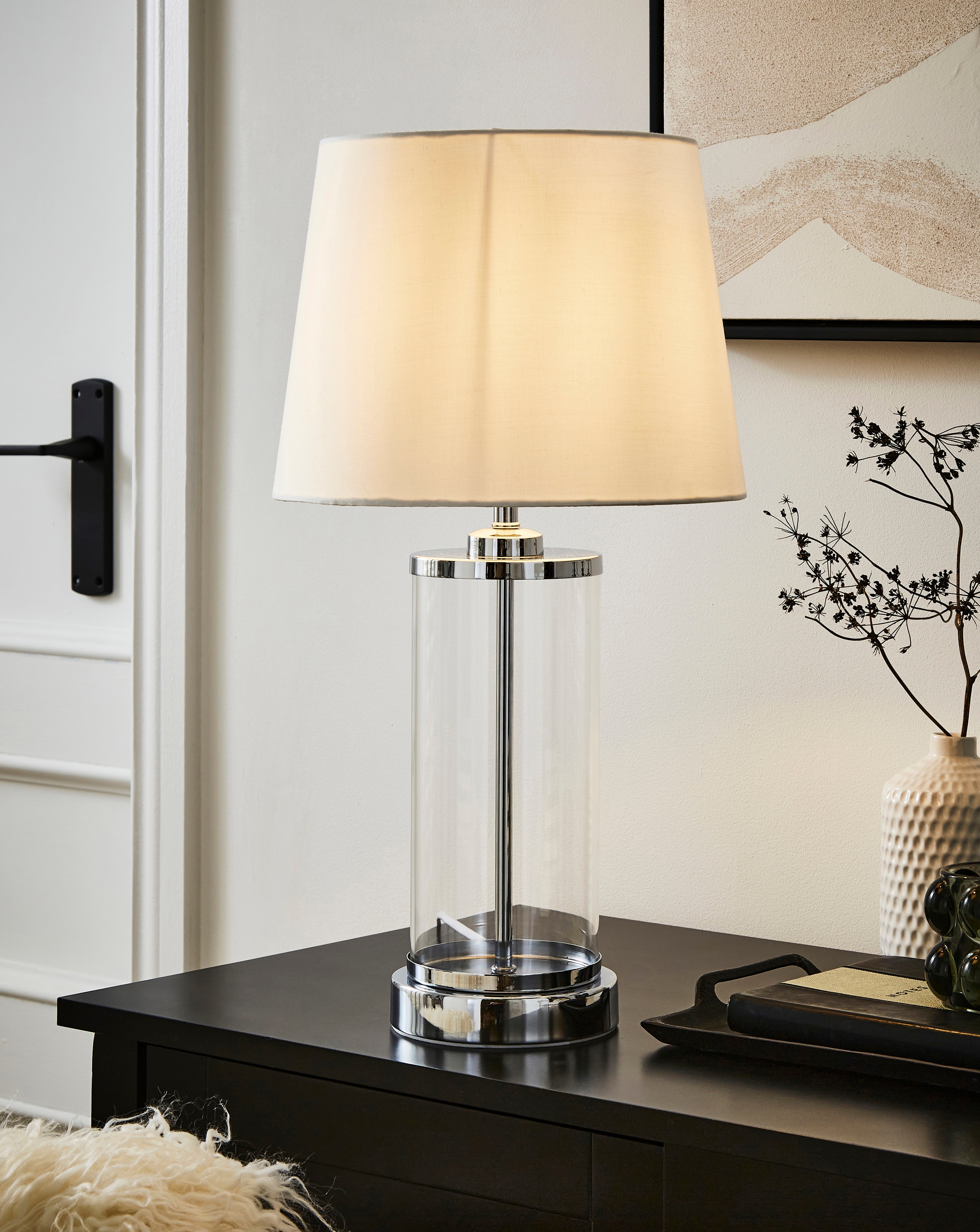 Bronte Clear Glass and Chrome Table Lamp