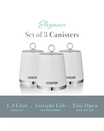 Swan Elegance Set of 3 Canisters - White