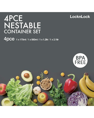 LocknLock 4 Piece Nestable Container Rectangular Set