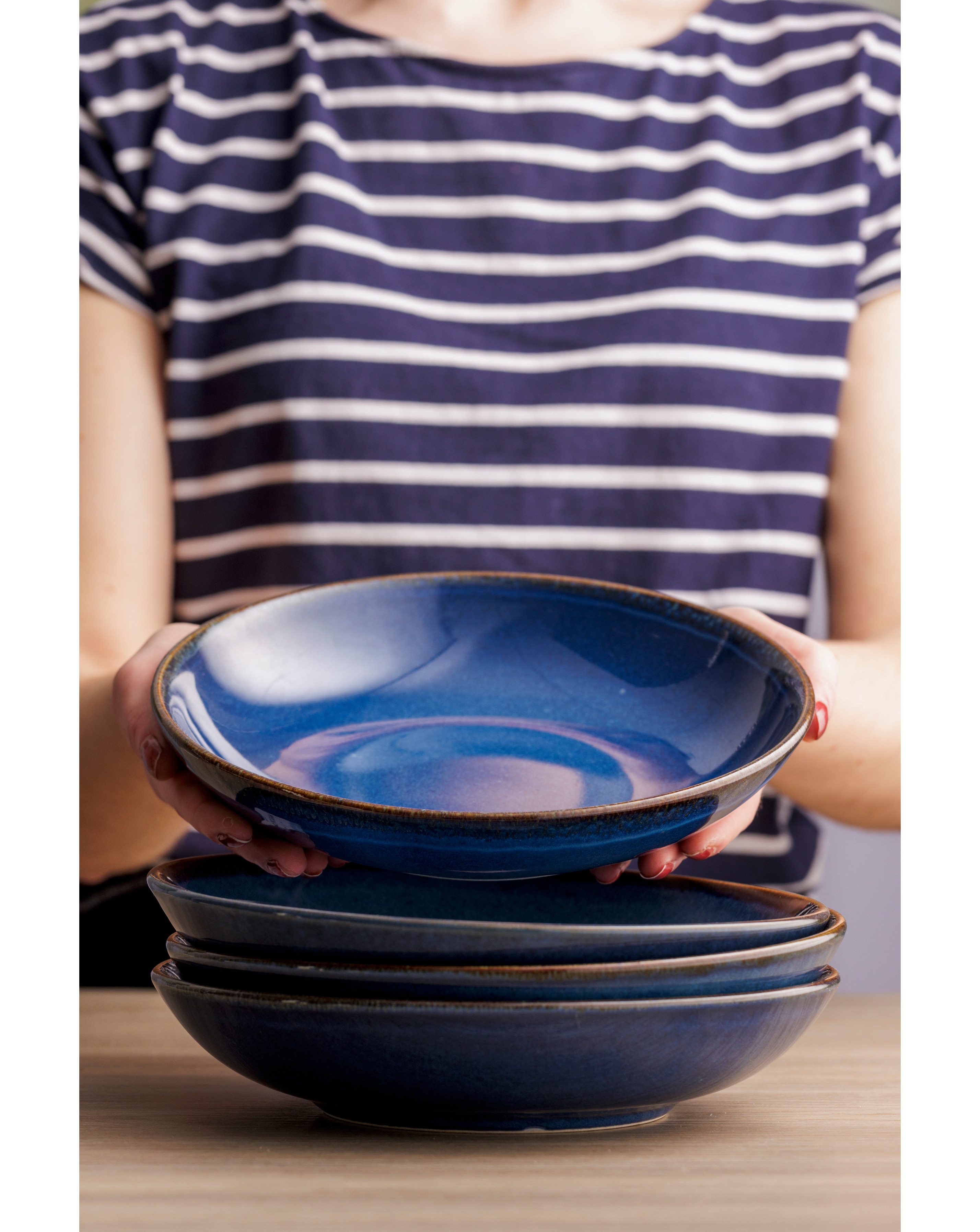 Mason Cash Blue Reactive 4 Pasta Bowls