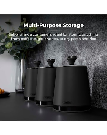 Tower Sera Set of 3 Canisters Black
