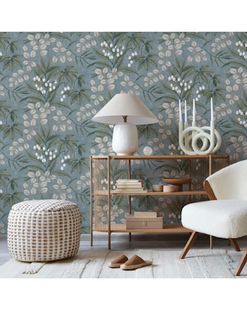 Superfresco Easy Persephone Duck Egg Blue Floral Wallpaper