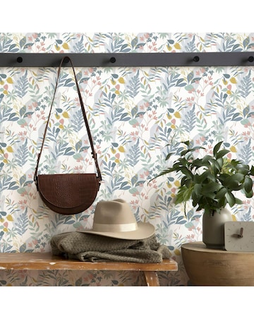 Fresco Inky Tropical Leaf Indigo and Ochre Wallpaper