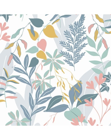 Fresco Inky Tropical Leaf Indigo and Ochre Wallpaper