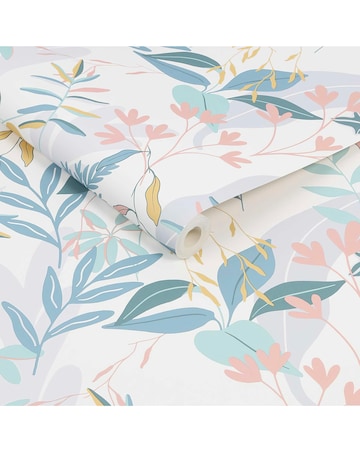Fresco Inky Tropical Leaf Indigo and Ochre Wallpaper