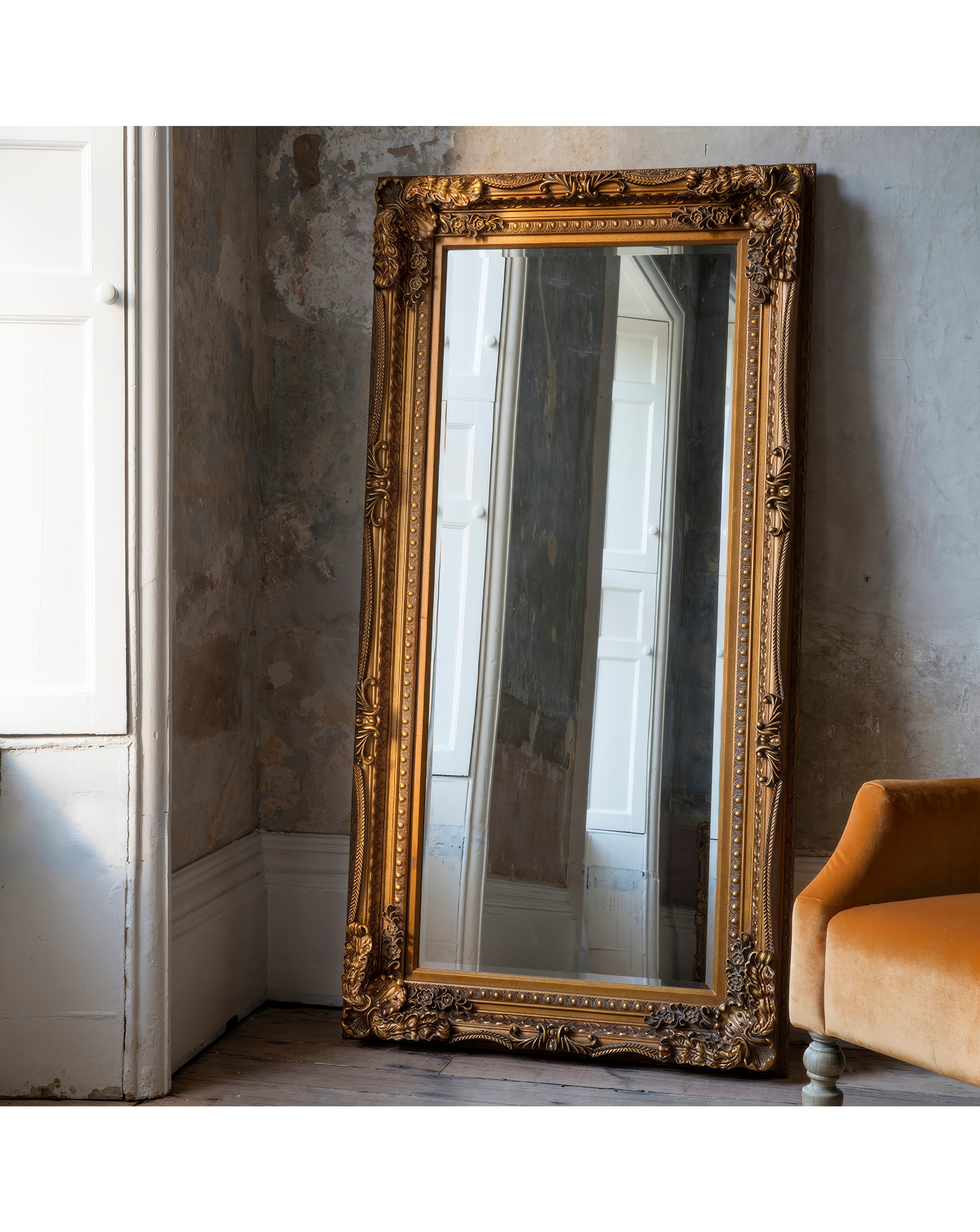 Gallery Carved Louis Mirror Gold