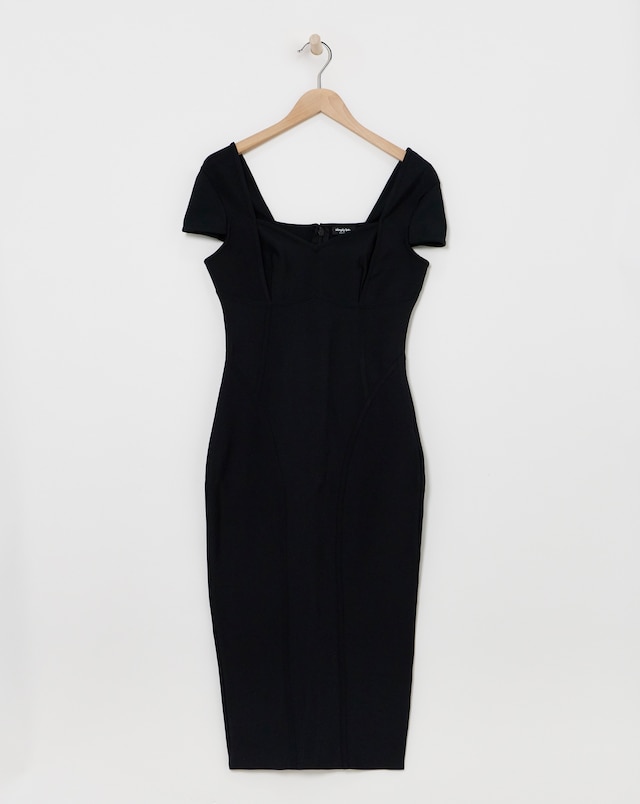 Simply Be Black Contouring Seam Stretch Bandage Midi Dress