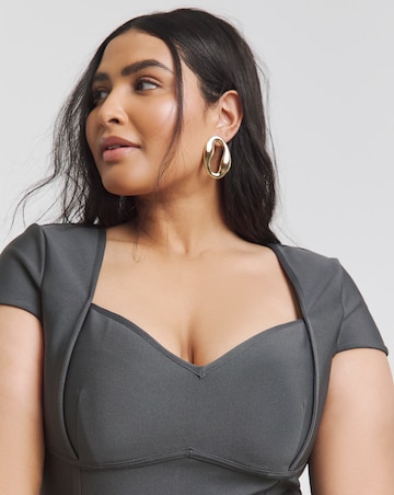 Simply Contour Grey Contouring Seam Stretch Bandage Midi Dress